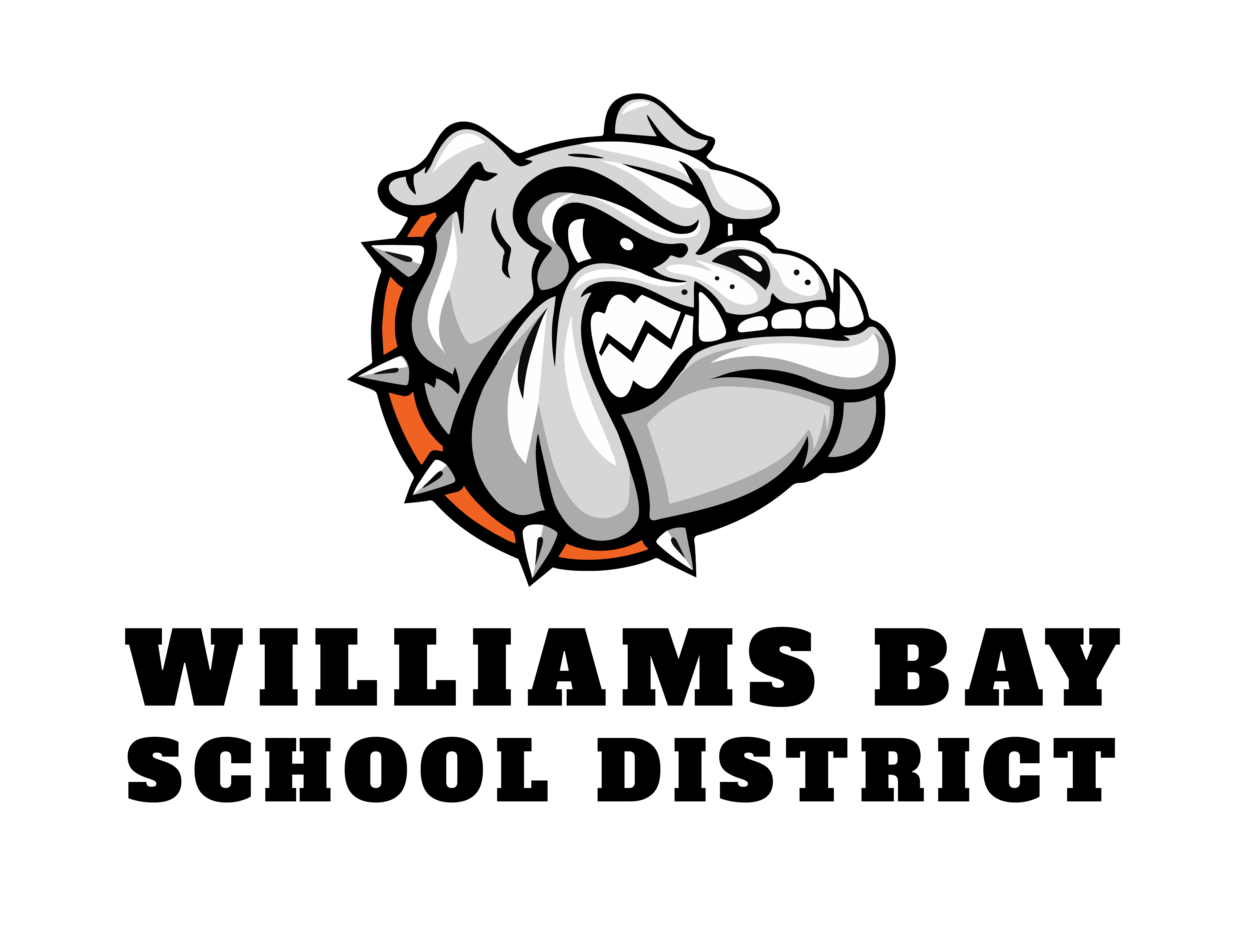 Logo of Williams Bay School District that has the image of the bulldog and the name of the school